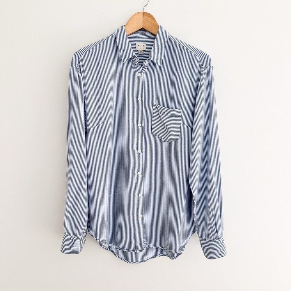 A New Day Blue & White Striped Button Down Shirt Size Medium - Picture 8 of 8